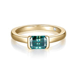 Daphne Green Radiant Cut Moissanite East-West Ring in 18K yellow gold plating, front view