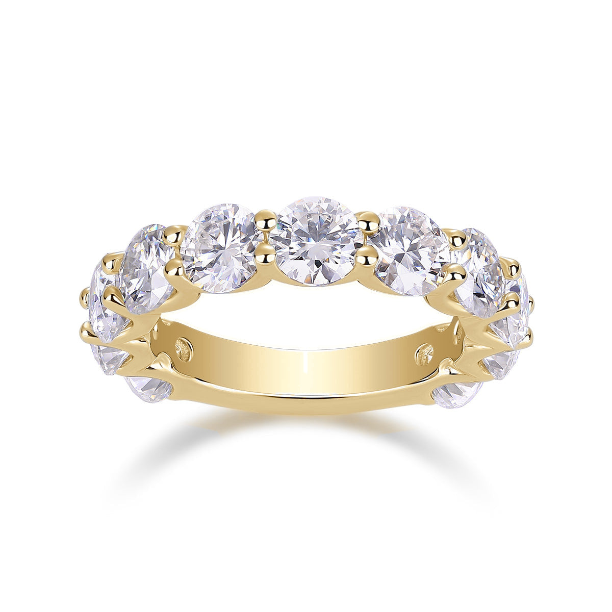 Darcy Round Moissanite Eternity Band in 18K yellow gold plating, front view