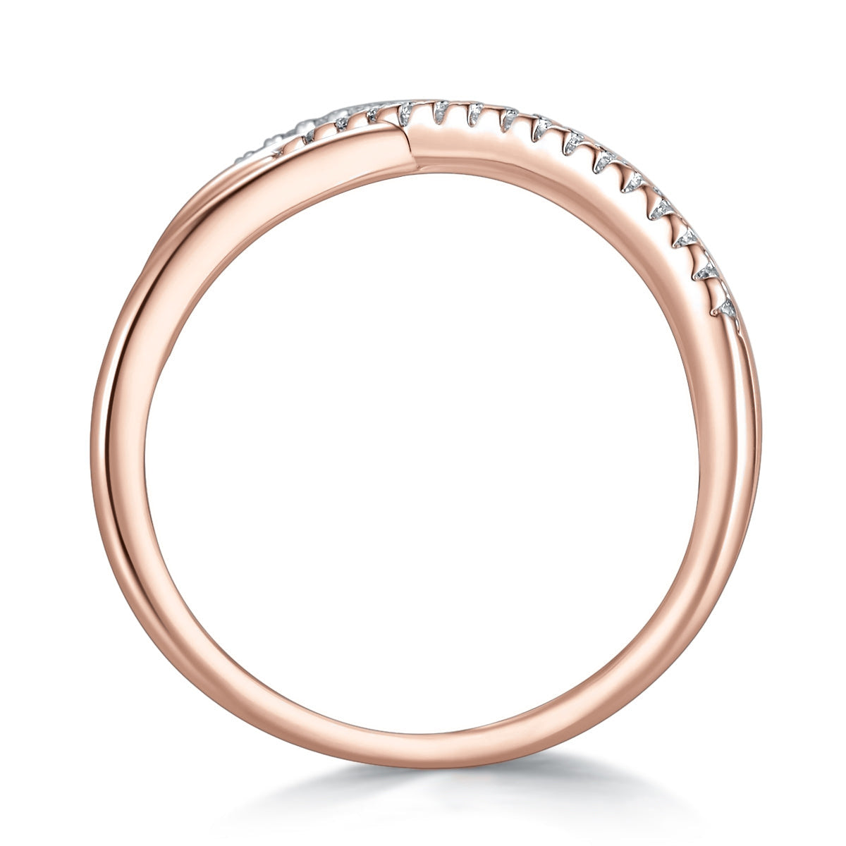 Daria Moissanite Pavé Double Crisscross Ring in 18K rose gold plating