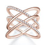 Daria Moissanite Pavé Double Crisscross Ring, front view