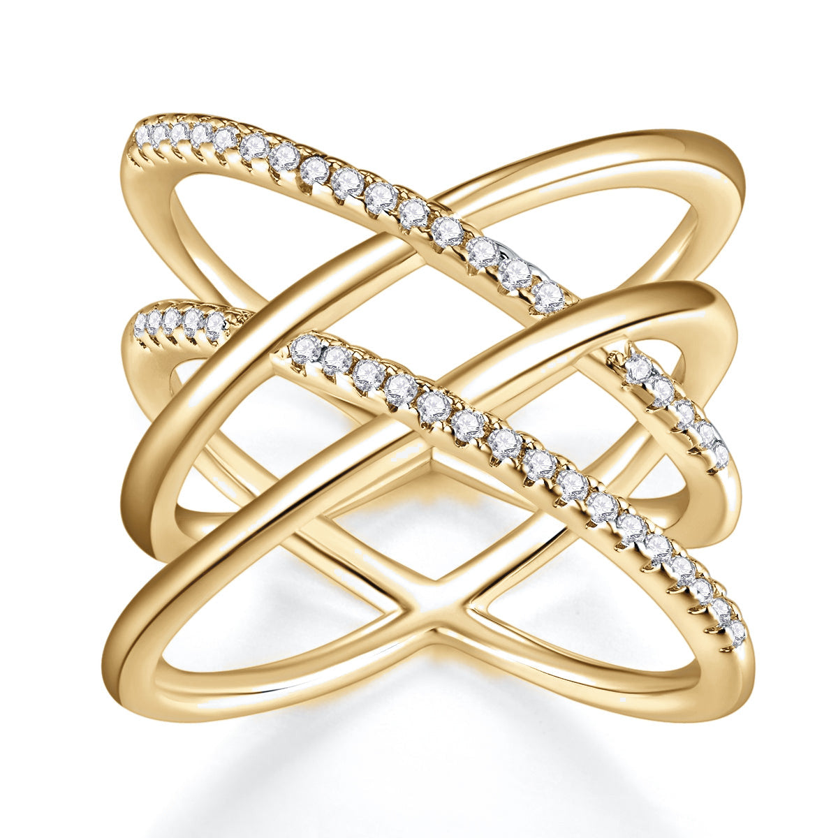 Daria Moissanite Pavé Double Crisscross Ring, front view