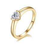 Darla Heart Moissanite Half Bezel Engagement Ring in 18K yellow gold plating