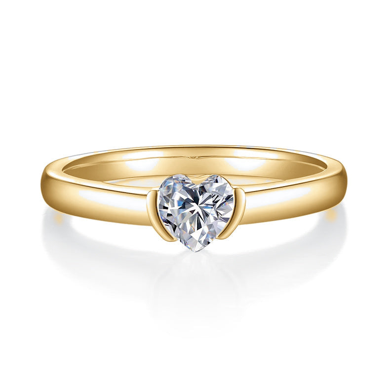 Darla Heart Moissanite Half Bezel Engagement Ring, front view