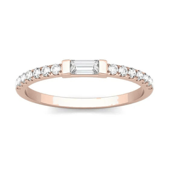 Delia Baguette Moissanite Pavé Wedding Band, front view
