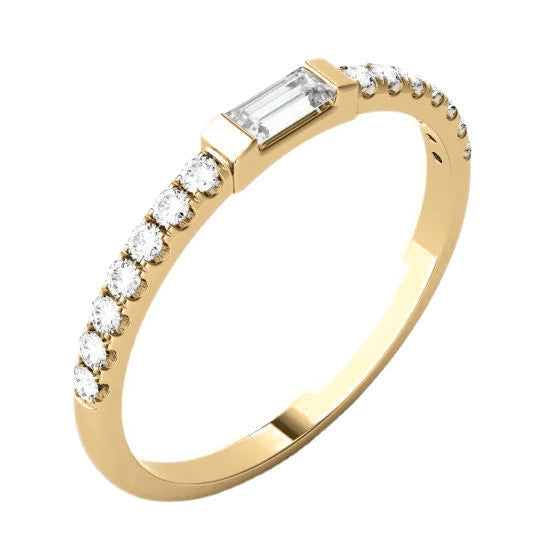 Delia Baguette Moissanite Pavé Wedding Band in 18K yellow gold plating