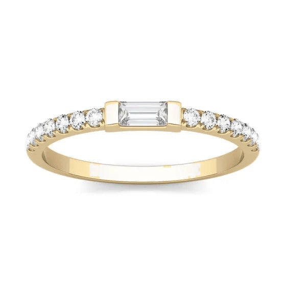 Delia Baguette Moissanite Pavé Wedding Band, front view