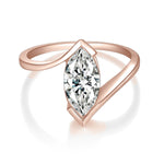 Delphine Marquise Moissanite Bypass Engagement Ring in 18K rose gold plating, front view
