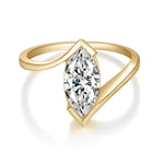 Delphine Marquise Moissanite Bypass Engagement Ring in 18K yellow gold plating, front view