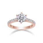 Dina Round Moissanite Pavé Solitaire Engagement Ring, front view
