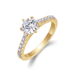 Dina Round Moissanite Pavé Solitaire Engagement Ring in 18K yellow gold plating