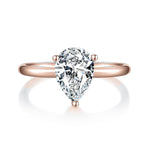 Dora Pear Moissanite Solitaire Engagement Ring in 18K rose gold plating, front view