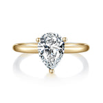 Dora Pear Moissanite Solitaire Engagement Ring in 18K yellow gold plating, front view