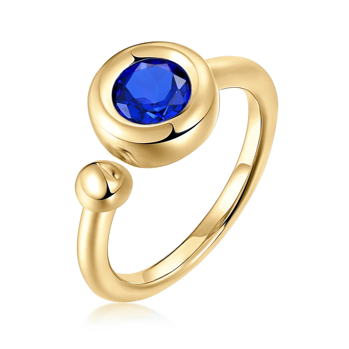 Dottie Round Moissanite Open Bezel Ring in 18K yellow gold plating