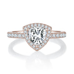 Dulcie Trillion Moissanite Halo Engagement Ring, front view