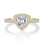 Dulcie Trillion Moissanite Halo Engagement Ring, front view