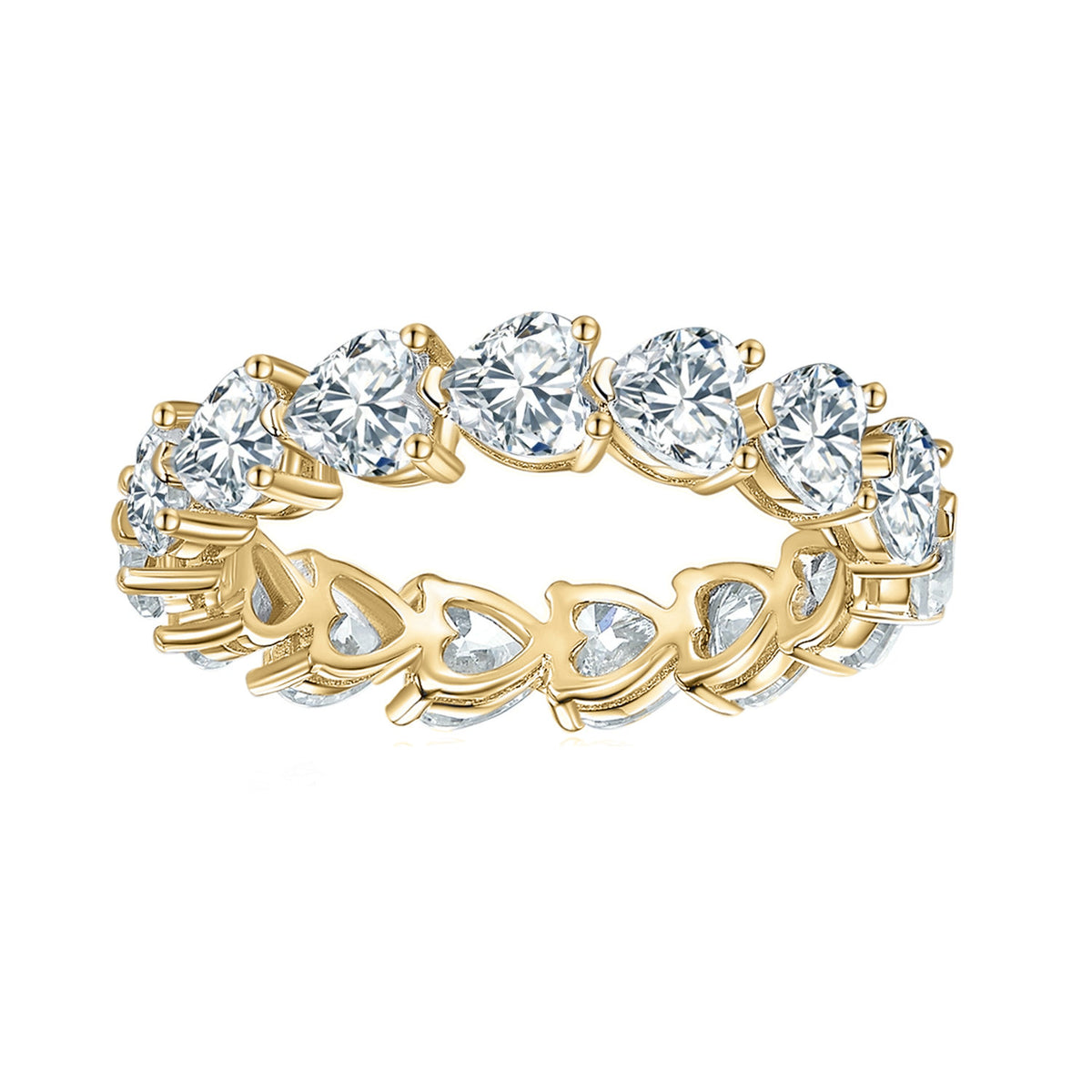 Eden Heart Moissanite Eternity Band in 18K yellow gold plating, front view
