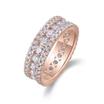 Edie Round Moissanite Three Row Eternity Band in 18K rose gold plating