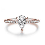 Edith Pear Moissanite Pavé Engagement Ring in 18K rose gold plating, front view