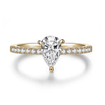 Edith Pear Moissanite Pavé Engagement Ring in 18K yellow gold plating, front view