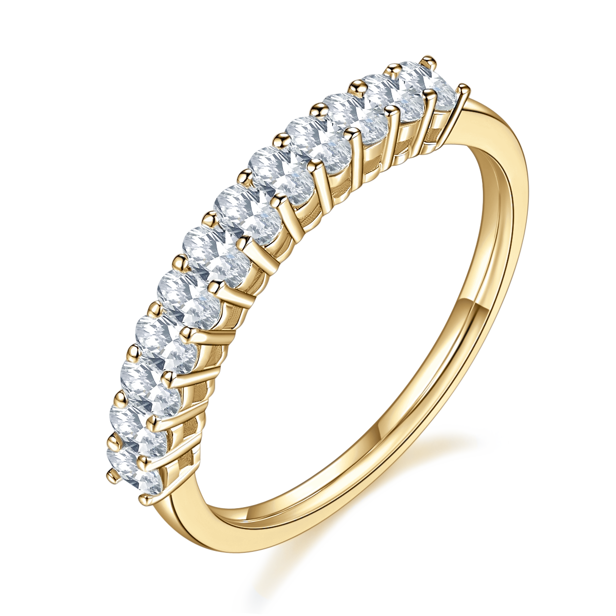 Elise Round Moissanite Half Eternity Band in 18K yellow gold plating