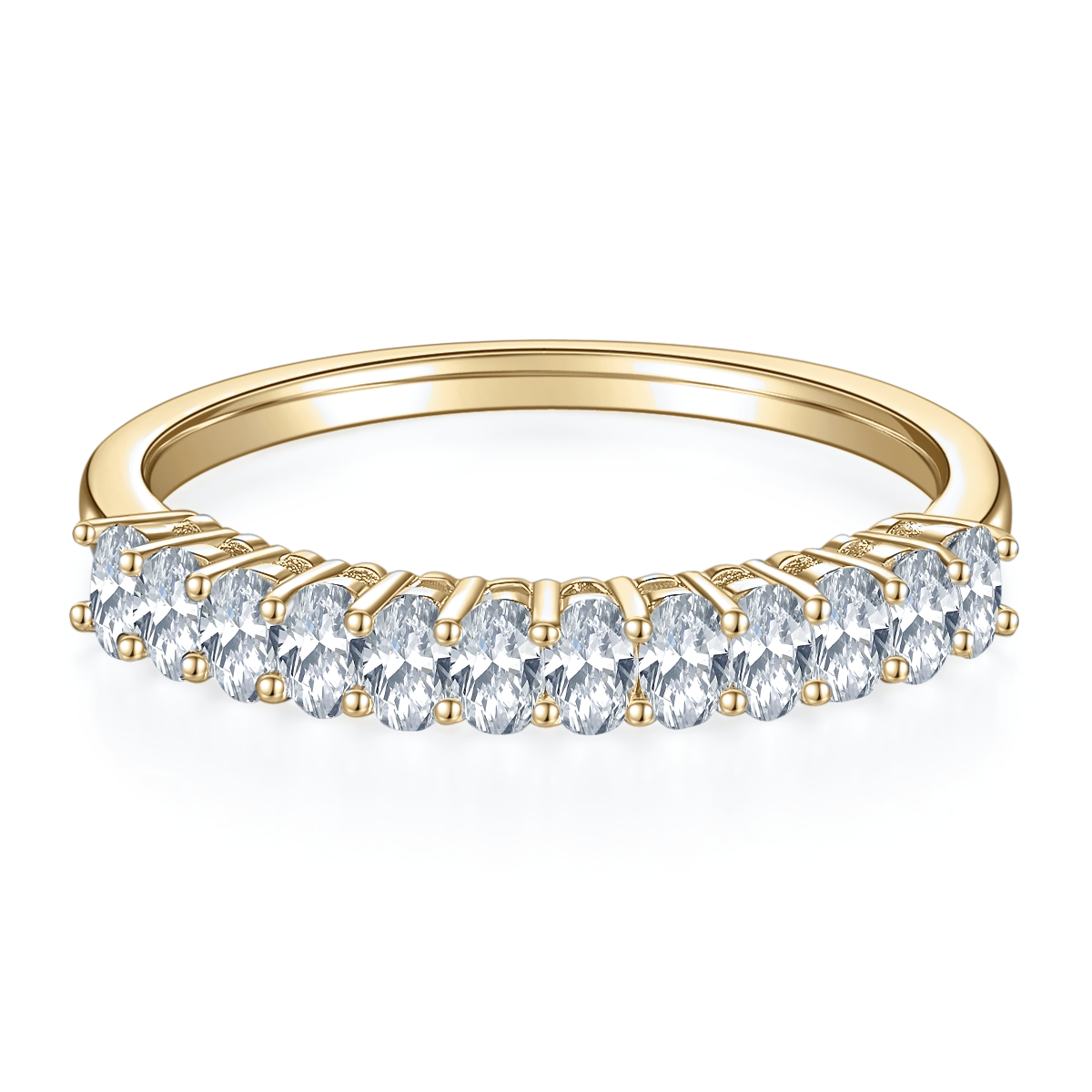 Elise Round Moissanite Half Eternity Band, front view