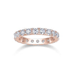 Ellie Round Moissanite Eternity Band in 18K rose gold plating, front view