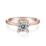 Elsie Round Moissanite Pavé Prong Engagement Ring in 18K rose gold plating, front view