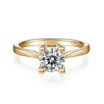 Elsie Round Moissanite Pavé Prong Engagement Ring in 18K yellow gold plating, front view