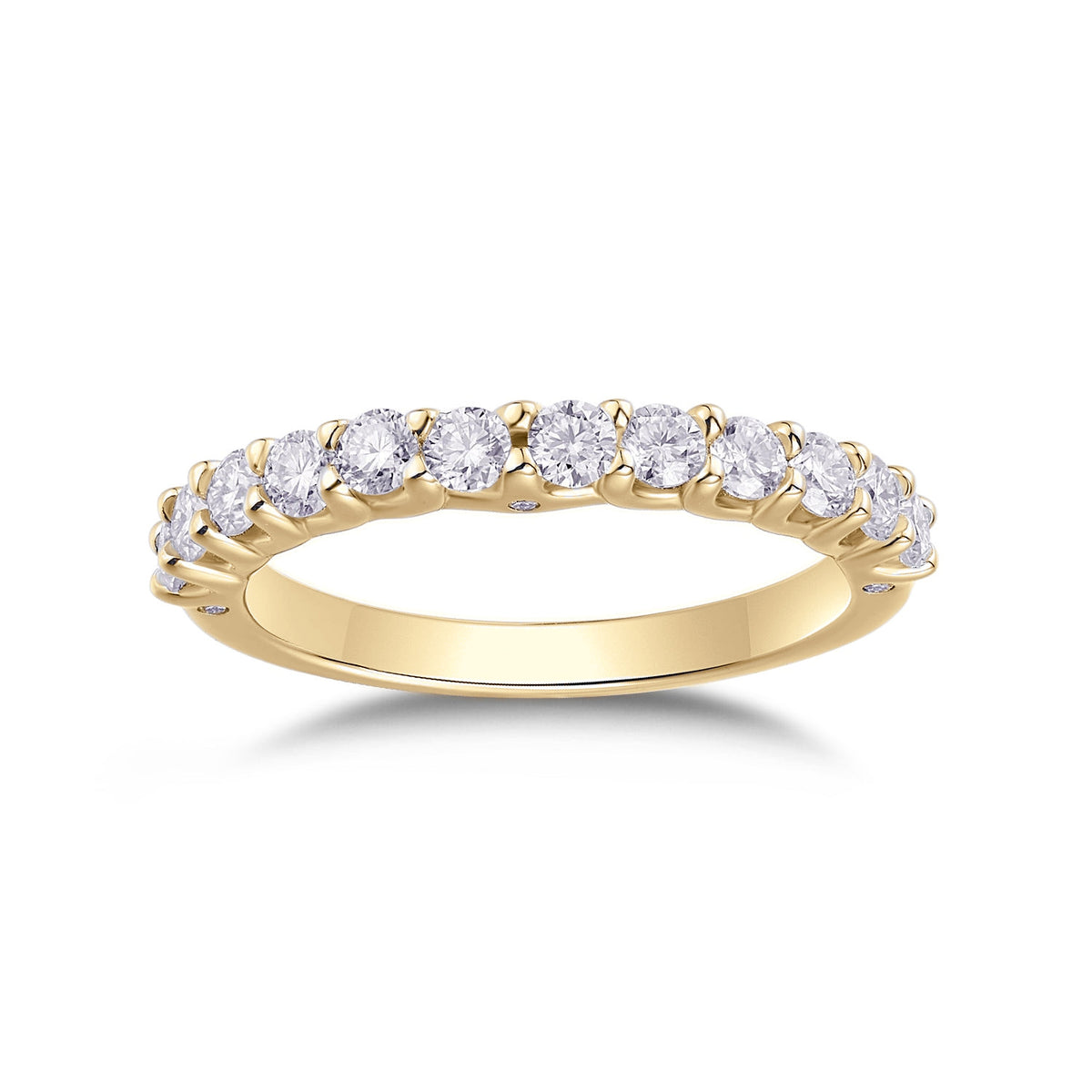 Ember Round Moissanite Half Eternity Band in 18K yellow gold plating, front view