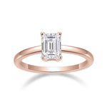 Emily Emerald Cut Moissanite Solitaire Engagement Ring, front view
