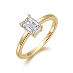 Emily Emerald Cut Moissanite Solitaire Engagement Ring in 18K yellow gold plating