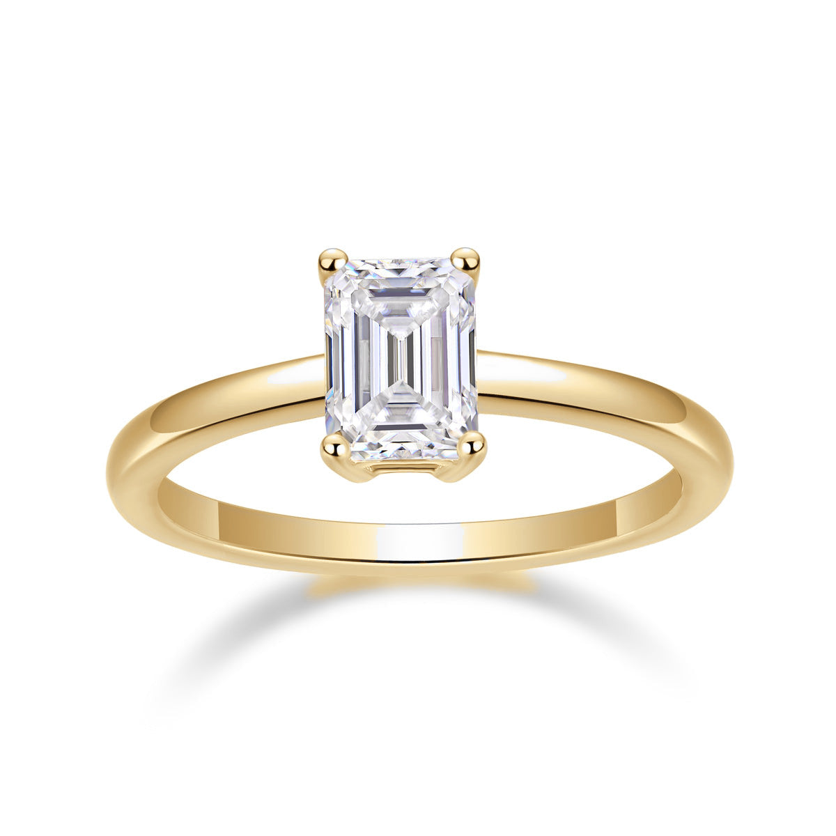 Emily Emerald Cut Moissanite Solitaire Engagement Ring, front view