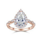 Esme Pear Moissanite Halo Engagement Ring in 18K rose gold plating, front view
