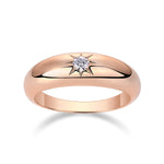 Estelle Round Moissanite Star Set Dome Ring in 18K rose gold plating, front view
