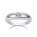 Estelle Round Moissanite Star Set Dome Ring in 18K white gold plating, front view