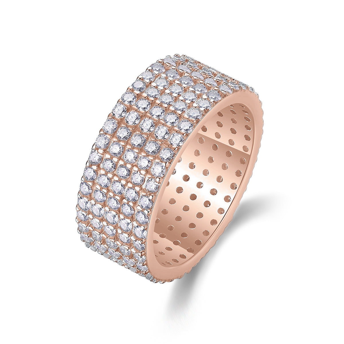 Esther Moissanite Multi Row Pavé Eternity Band in 18K rose gold plating