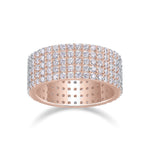 Esther Moissanite Multi Row Pavé Eternity Band in 18K rose gold plating, front view