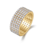 Esther Moissanite Multi Row Pavé Eternity Band in 18K yellow gold plating