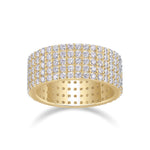 Esther Moissanite Multi Row Pavé Eternity Band in 18K yellow gold plating, front view