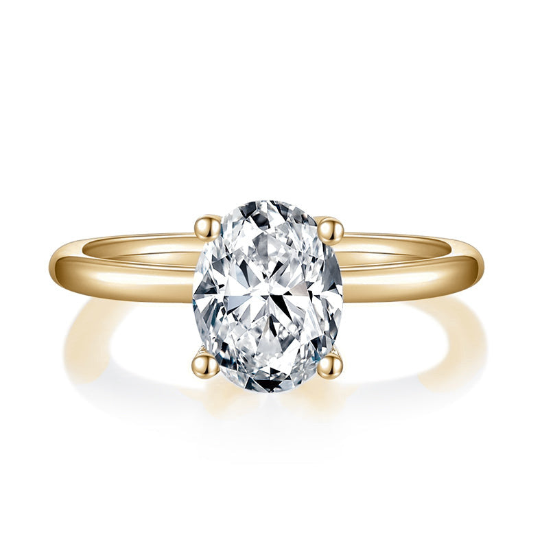 Etta Oval Moissanite Solitaire Engagement Ring in 18K yellow gold plating, front view