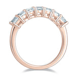 Evelyn Emerald Cut Moissanite Half Eternity Band in 18K rose gold plating