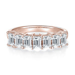 Evelyn Emerald Cut Moissanite Half Eternity Band, front view