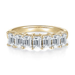 Evelyn Emerald Cut Moissanite Half Eternity Band, front view