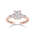 Everly Emerald Cut Moissanite Three Stone Engagement Ring, front view