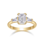 Everly Emerald Cut Moissanite Three Stone Engagement Ring, front view