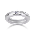 Faith Round Moissanite Solitaire Wedding Band in 18K white gold plating, front view