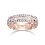 Fallon Moissanite Baguette Channel Eternity Band in 18K rose gold plating, front view