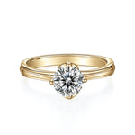 Fawn Round Moissanite Split Shank Engagement Ring in 18K yellow gold plating, front view