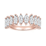 Fiona Marquise Moissanite Half Eternity Band in 18K rose gold plating, front view