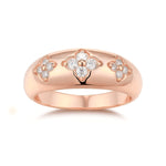 Flora Moissanite Flower Dome Ring in 18K rose gold plating, front view